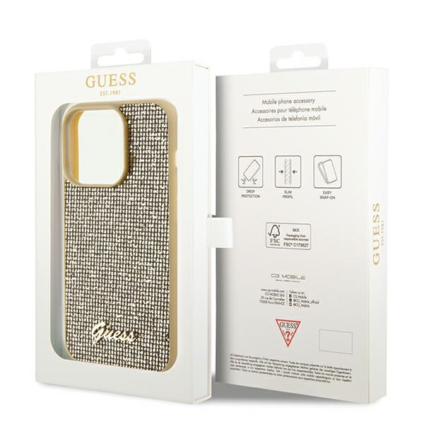 Guess GUHCP14LPMSDGSD Apple iPhone 14 Pro hardcase Disco Metal Script gold