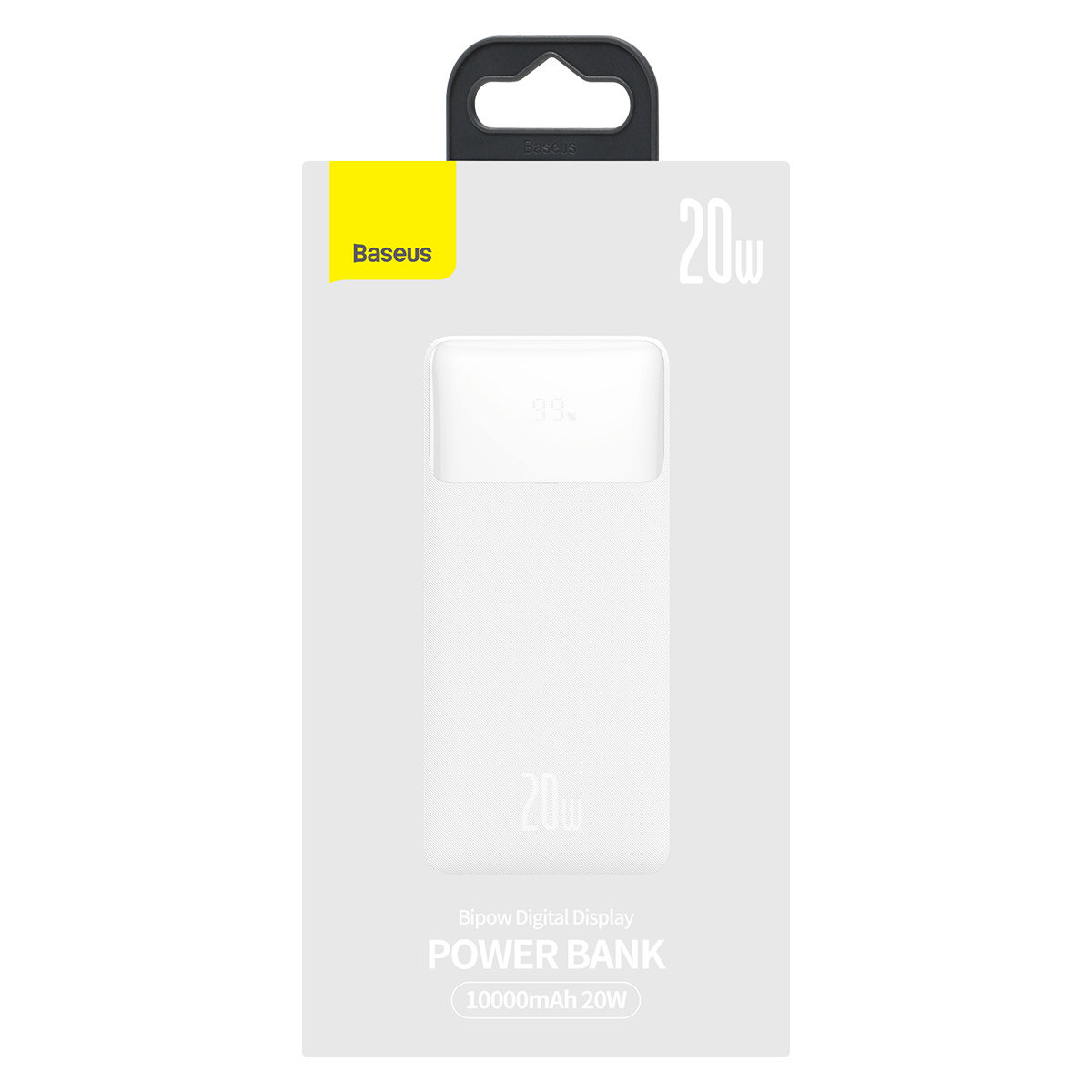Powerbank Baseus Bipow 10000mAh 20W white (Overseas Edition) + USB-A/microUSB cable 0.25m white