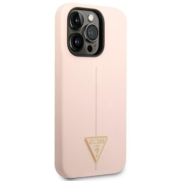 Guess GUHCP14XSLTGP Apple iPhone 14 Pro Max pink hardcase Silicone Triangle