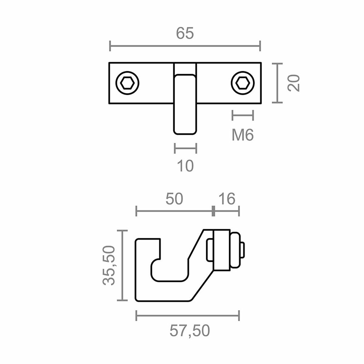 Awning hook Micel TLD11 White 65 x 57,5 x 35,5 mm (1 Unit)