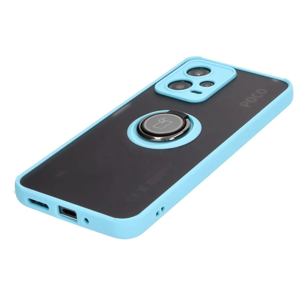 Bizon Case Hybrid Ring Xiaomi Poco X5 / Redmi Note 12 5G smoky with a light blue frame