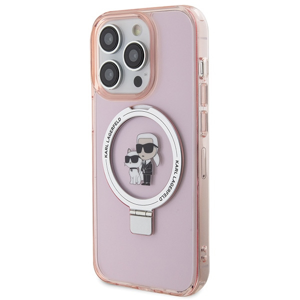 Karl Lagerfeld KLHMP15LHMRSKCP Apple iPhone 15 Pro hardcase Ring Stand Karl&Choupettte MagSafe pink