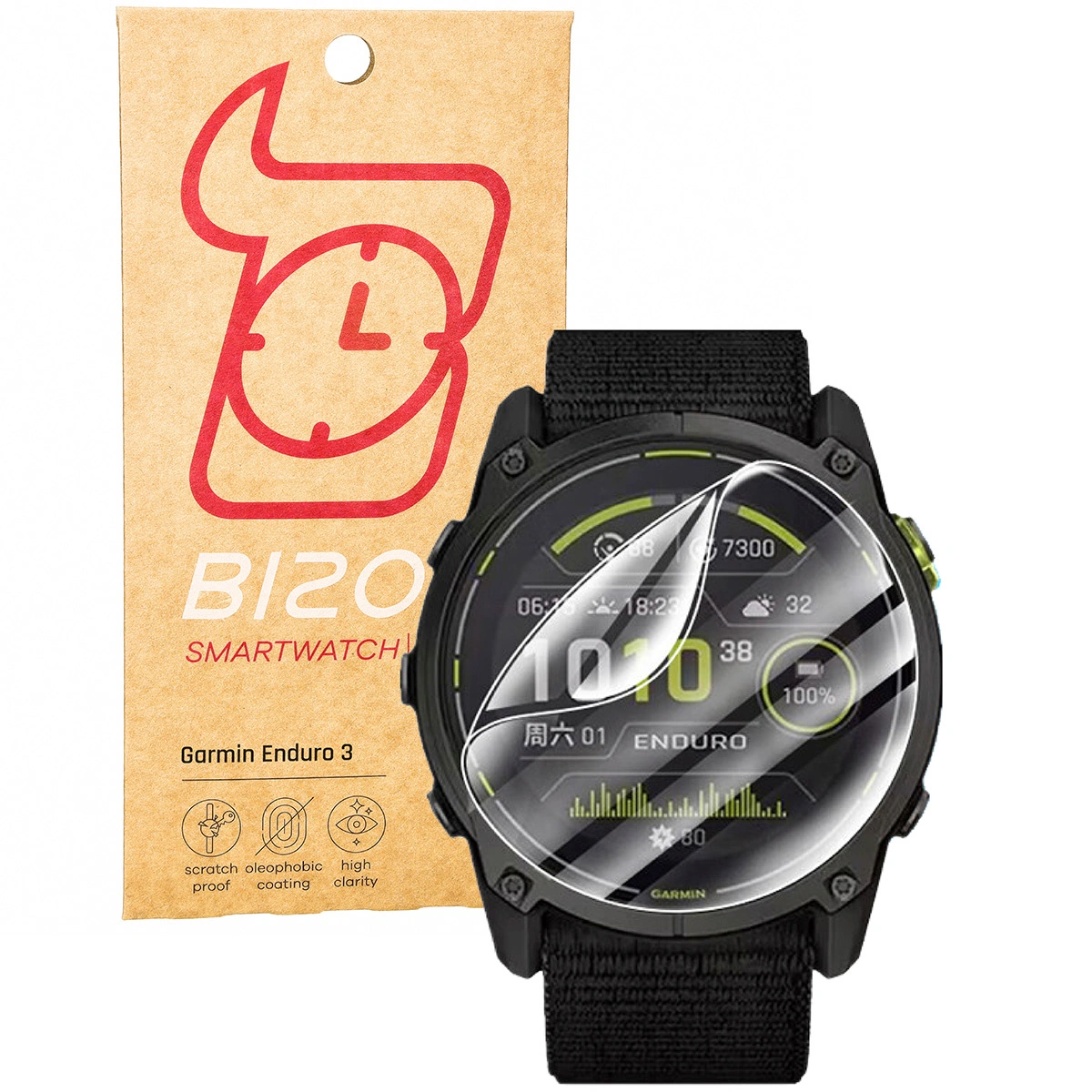Bizon Glass Watch Hydrogel Garmin Enduro 3 [2 PACK]