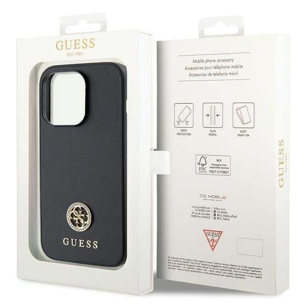 Guess GUHCP13LPS4DGPK Apple iPhone 13 Pro hardcase Strass Metal Logo black