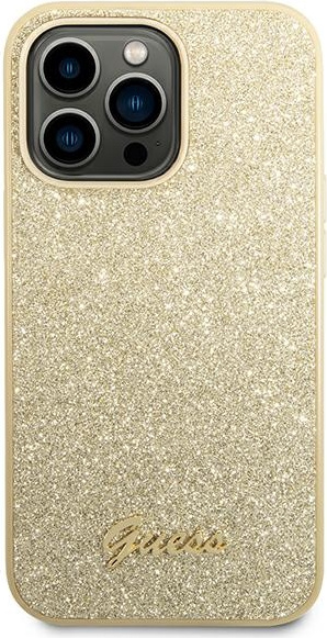 Guess GUHCP14LHGGSHD Apple iPhone 14 Pro gold hard case Glitter Script