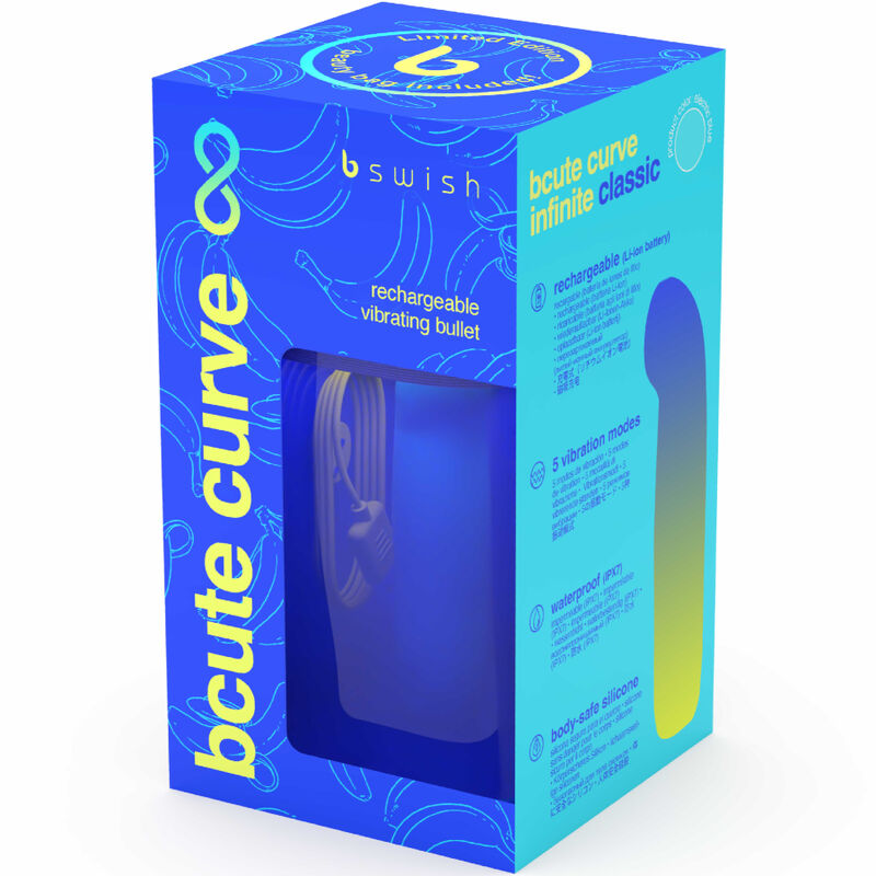 B SWISH - BCUTE CURVE INFINITE CLASSIC LIMITED EDITION SILICONE RECHARGEABLE VIBRATOR ELECTRIC BLUE