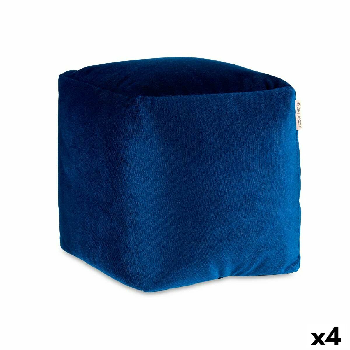 Pouffe Velvet Blue 30 x 30 x 30 cm (4 Units)