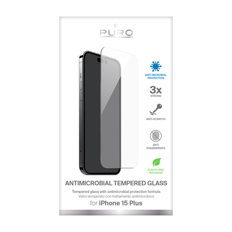 PURO Anti-Bacterial Glass Apple iPhone 15 Plus