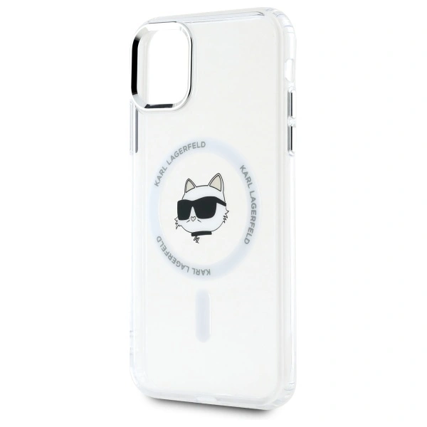 Karl Lagerfeld KLHMN61HLSCHH Apple iPhone 11 / XR hardcase IML Metal Choupette Head MagSafe white