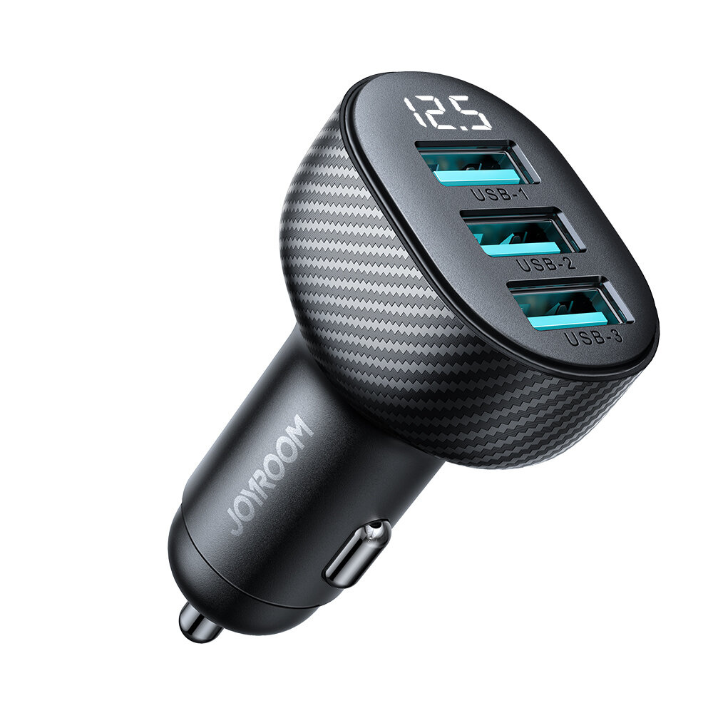 Joyroom car charger with display JR-CCD03 3xUSB-A 3.4A black