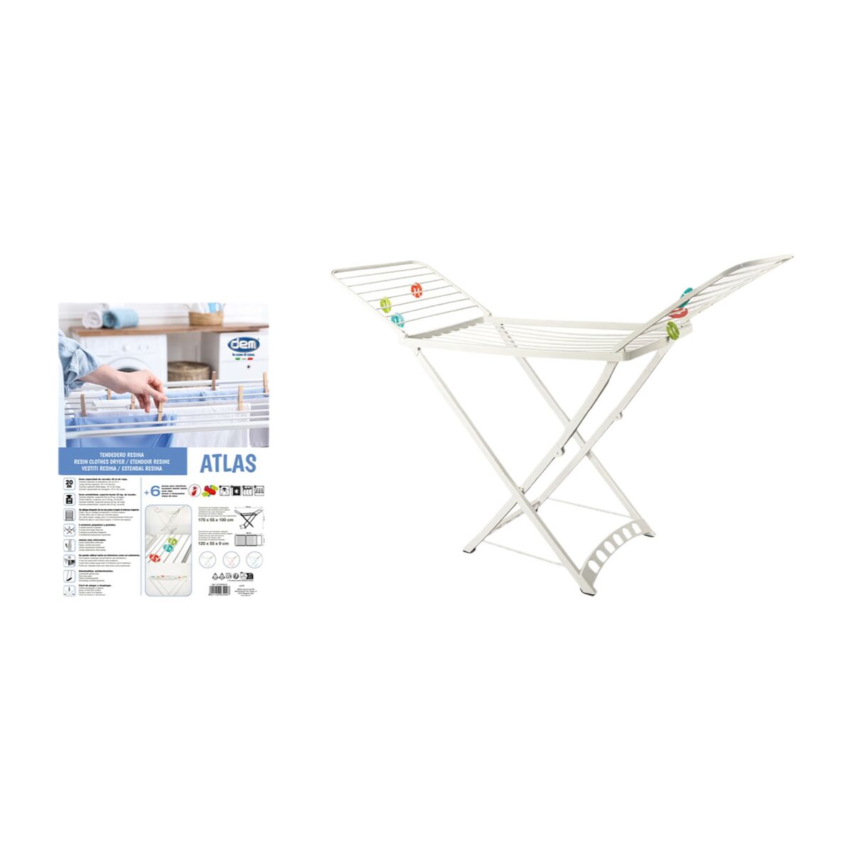 Folding clothes line Inde Atlas White 172 x 220 x 50,5 cm