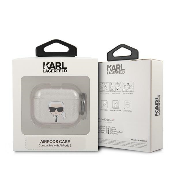 Karl Lagerfeld KLA3UKHGS Apple AirPods 3 cover silver Glitter Karl`s Head