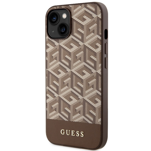 Guess GUHMP14MHGCFSEW Apple iPhone 14 Plus brown hard case GCube Stripes MagSafe