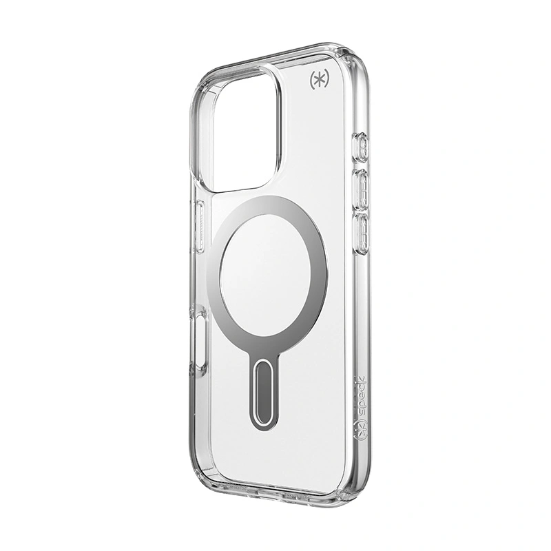 Speck Presidio Perfect-Clear ClickLock & MagSafe Apple iPhone 16 Pro (Clear / Chrome Finish / Serene Silver)