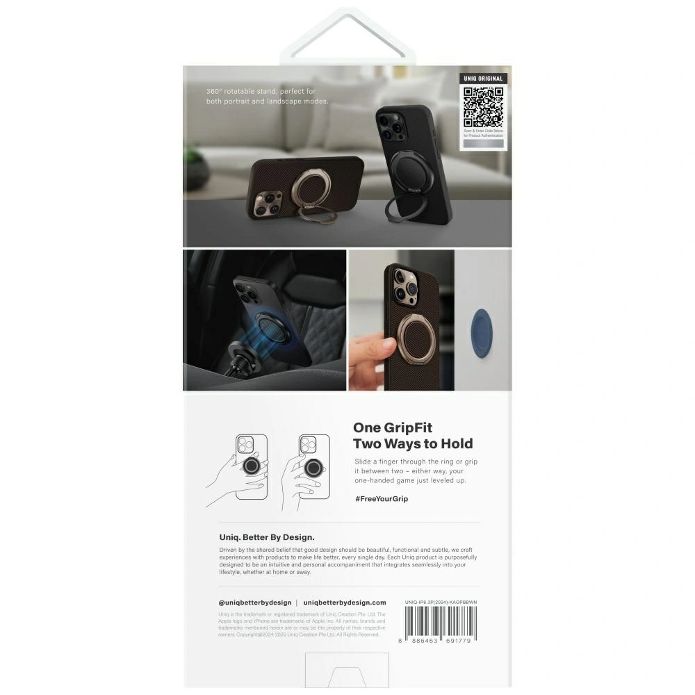 UNIQ Keva Air Apple iPhone 16 Pro Magclick Charging GripFit brown