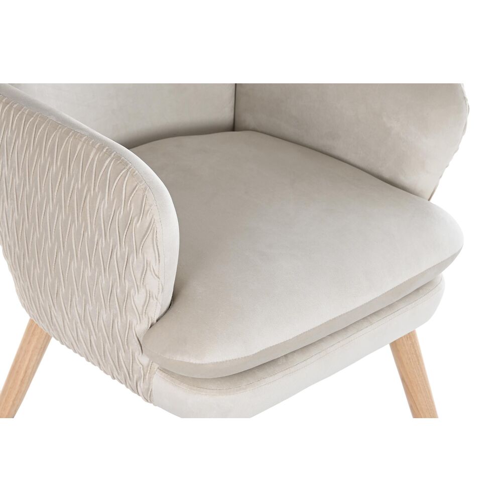 Armchair DKD Home Decor Natural Beige Wood Polyester (67 x 70 x 95 cm)