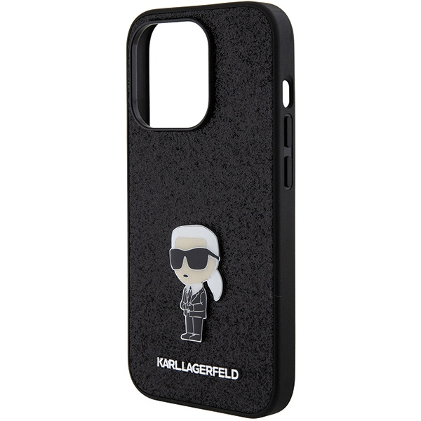Karl Lagerfeld KLHCP15LGKNPSK Apple iPhone 15 Pro hardcase Fixed Glitter Ikonik Logo Metal Pin black