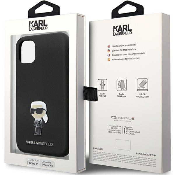 Karl Lagerfeld KLHCN61SMHKNPK iPhone 11/XR Silicone Ikonik Metal Pin black