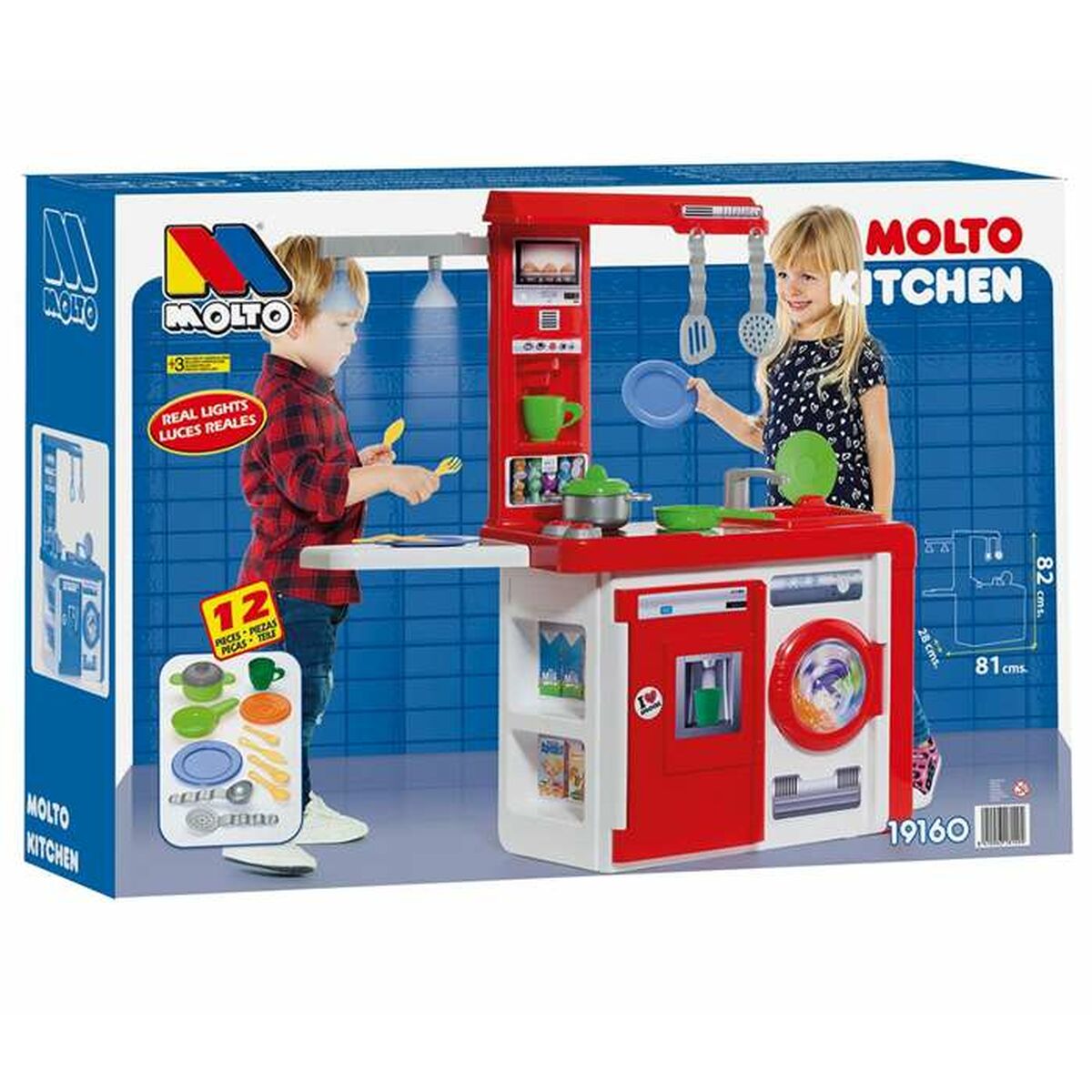 Toy kitchen Moltó Kitchen 82 x 28 x 57 cm 12 Pieces 19160