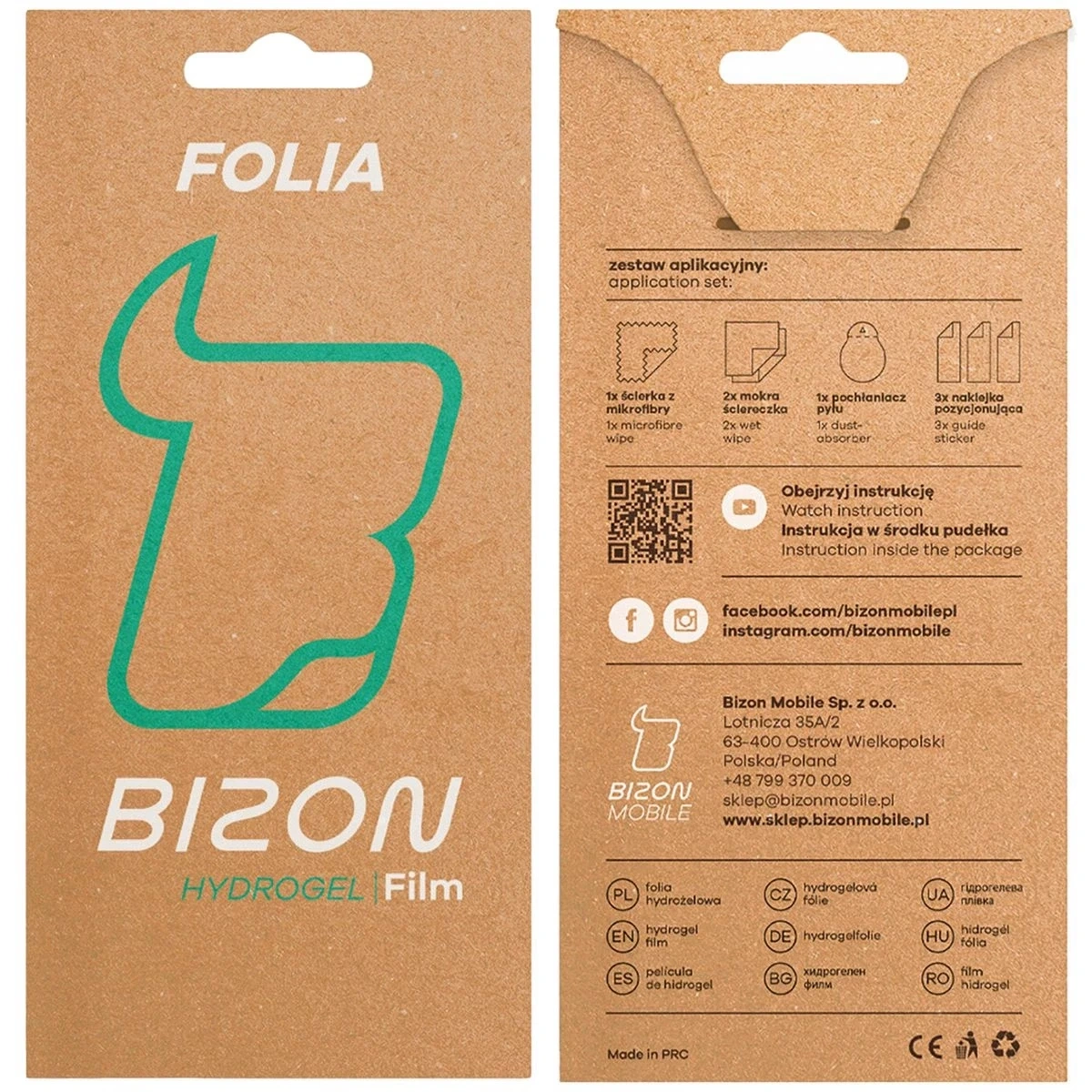 Folia hydrożelowa na ekran Bizon Glass Hydrogel Front do Apple iPhone SE 2022 / 2020 / 8 / 7