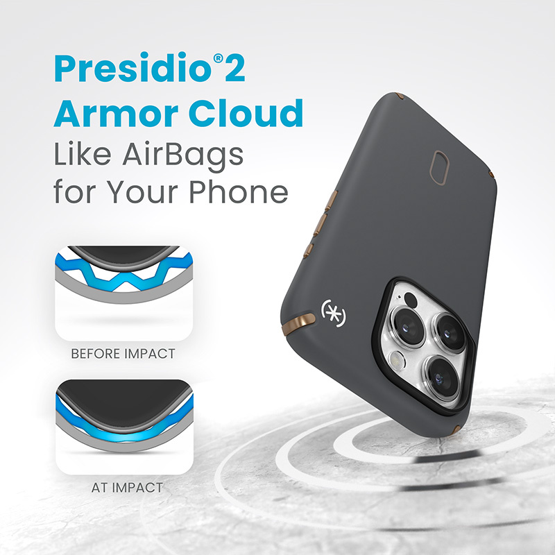 Speck Presidio2 Pro ClickLock & MagSafe Apple iPhone 15 Pro (Charcoal Grey/Cool Bronze)