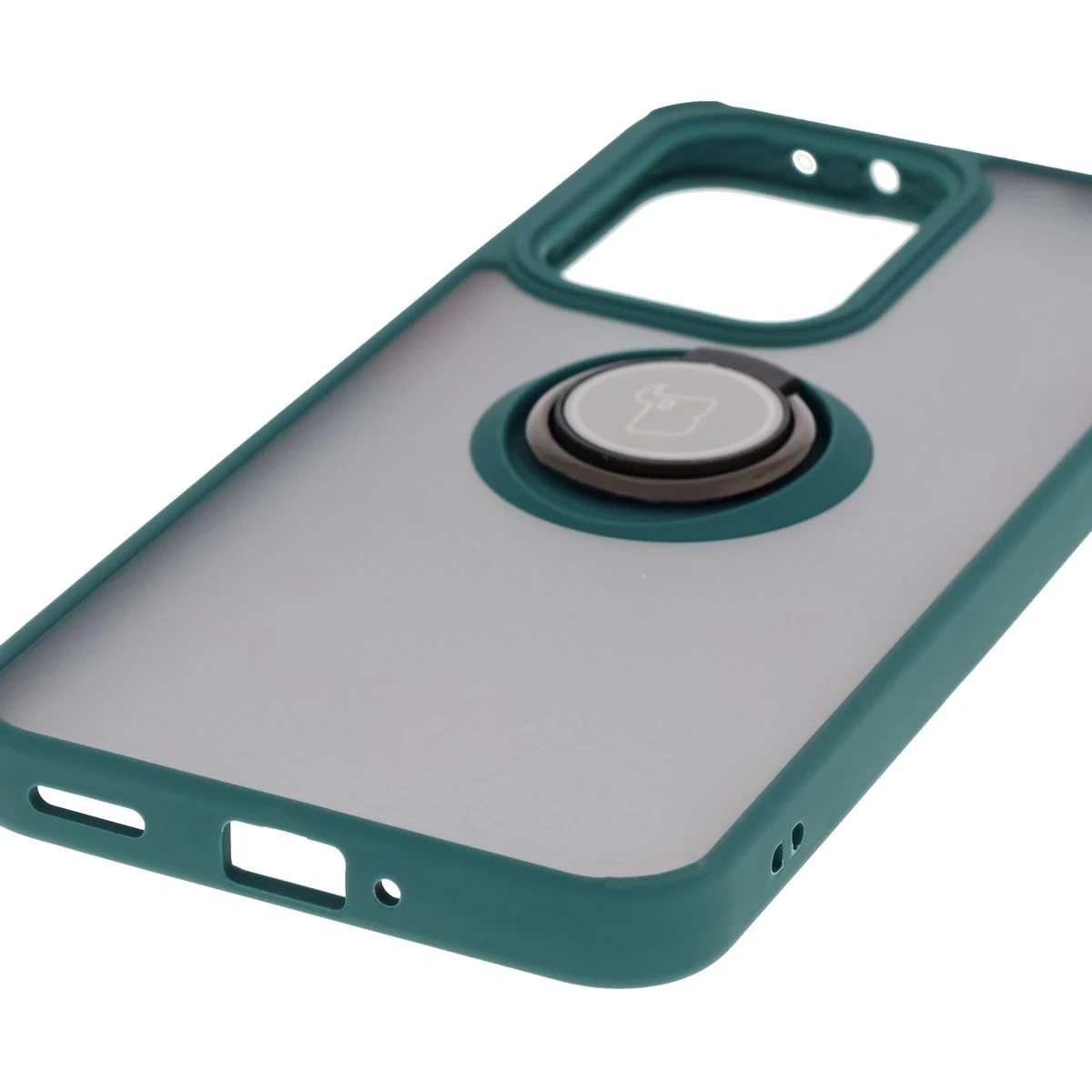 Bizon Case Hybrid Ring Oppo Reno13 Pro smoky with a dark green frame