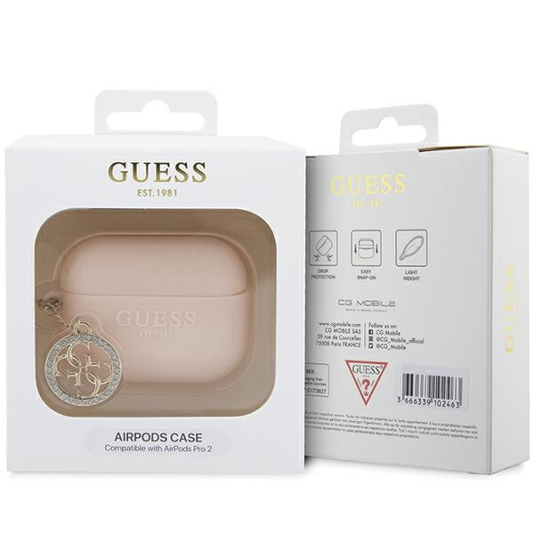Guess GUAP23DSLGHDP Apple AirPods Pro 2 cover pink 3D Rubber 4G Diamond Charm