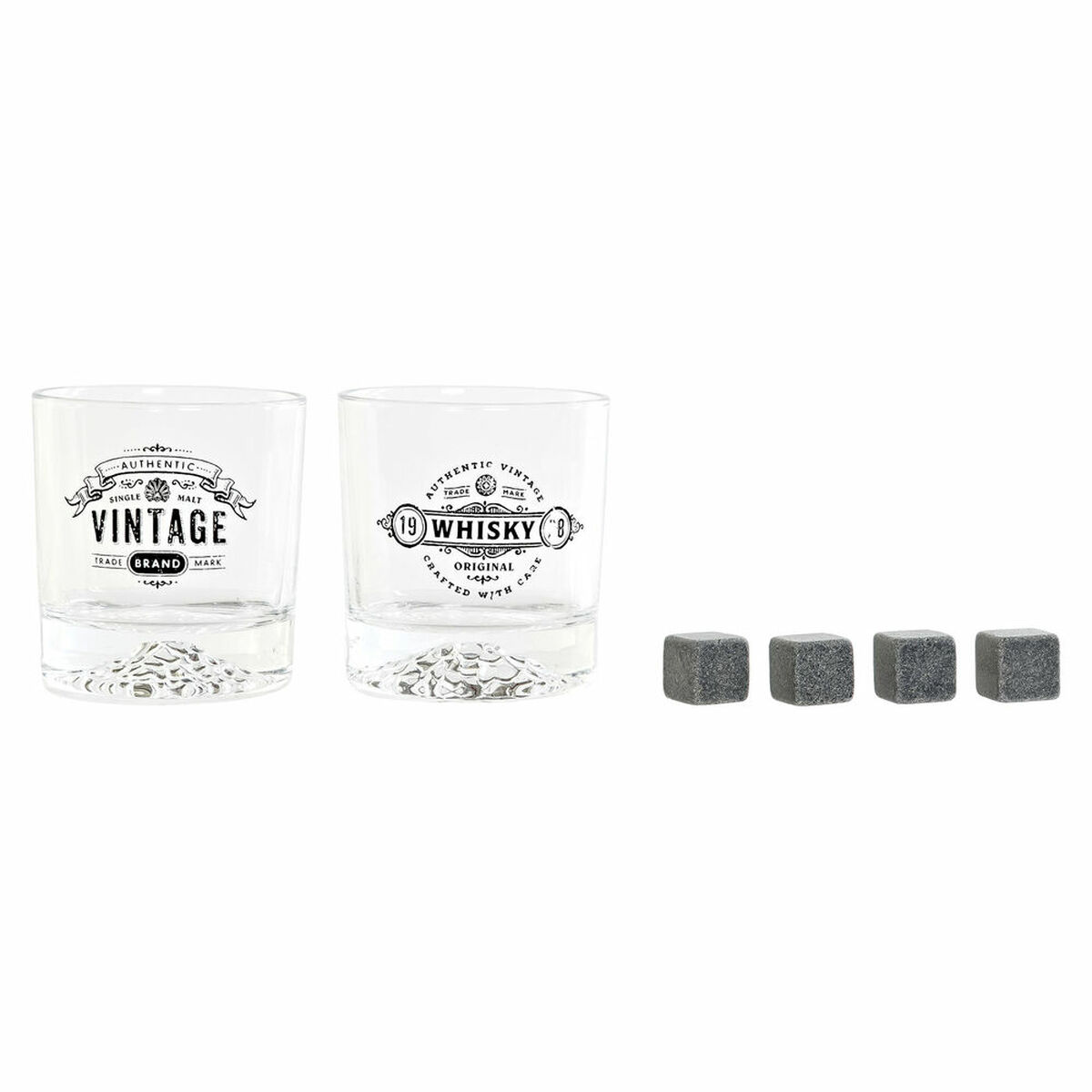 Set of glasses DKD Home Decor Crystal Transparent Dark grey Stone 320 ml 6 Pieces