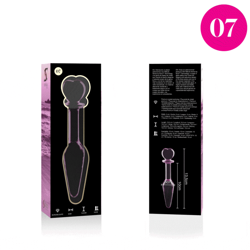 NEBULA SERIES BY IBIZA - MODEL 7 ANAL PLUG BOROSILICATE GLASS 13.5 X 3 CM PINK