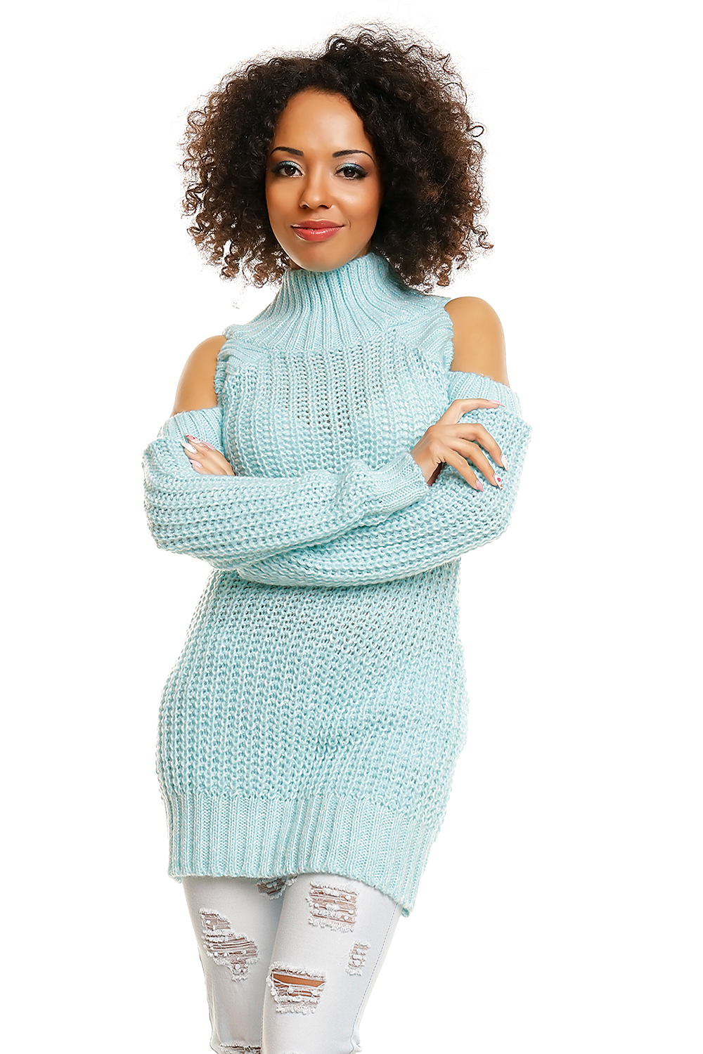  Hard-knitted jumper model 84344 PeeKaBoo  blue