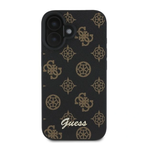 Case Guess GUHMP16SPGPYSK Apple iPhone 16 hardcase Peony Script MagSafe black