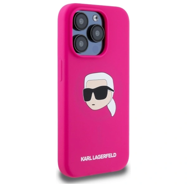 Karl Lagerfeld KLHMP15LSKHPPLF Apple iPhone 15 Pro hardcase Silicone Karl Head Print MagSafe fuschia