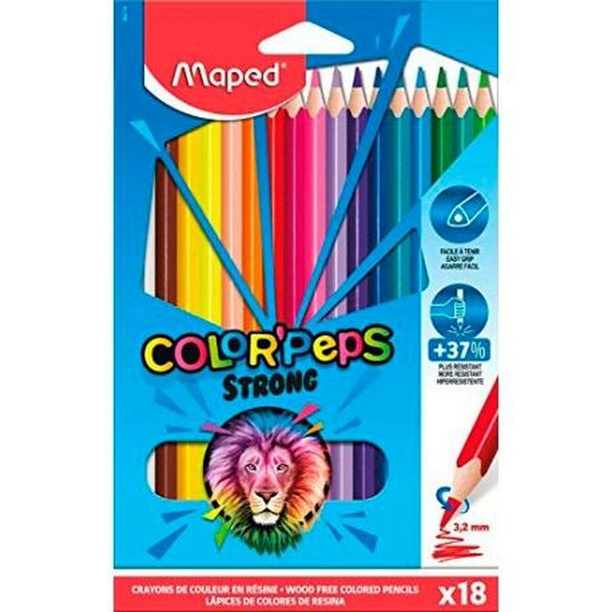 Colouring pencils Maped Color' Peps Strong Multicolour 18 Pieces (12 Units)