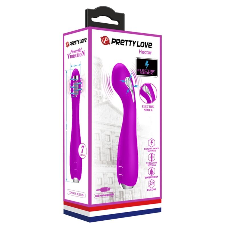 PRETTY LOVE - HECTOR RECHARGEABLE ELECTROSHOCK VIBRATOR WATERPROOF PURPLE