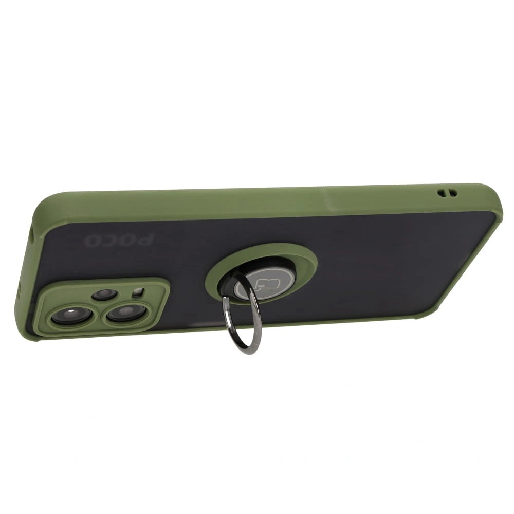 Bizon Case Hybrid Ring Xiaomi Poco X5 / Redmi Note 12 5G smoky with a green frame