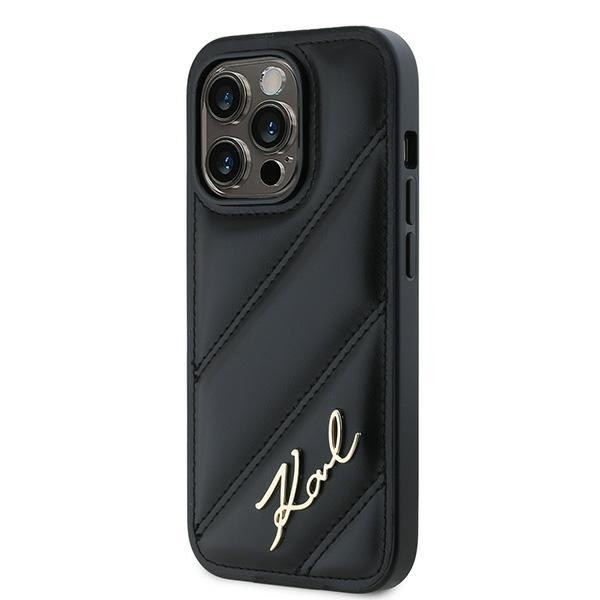 Karl Lagerfeld KLHCP13XPQDSMGK Apple iPhone 13 Pro Max hardcase Diagonal Quilted Script black