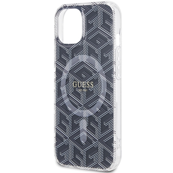Guess GUHMP15SHGCUSTGK Apple iPhone 15 / 14 hardcase IML GCube MagSafe black