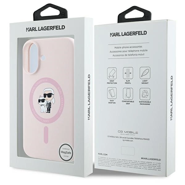 Karl Lagerfeld KLHMP16MSCMKCRHP Apple iPhone 16 Plus hardcase Silicone Karl&Choupette Ring MagSafe pink