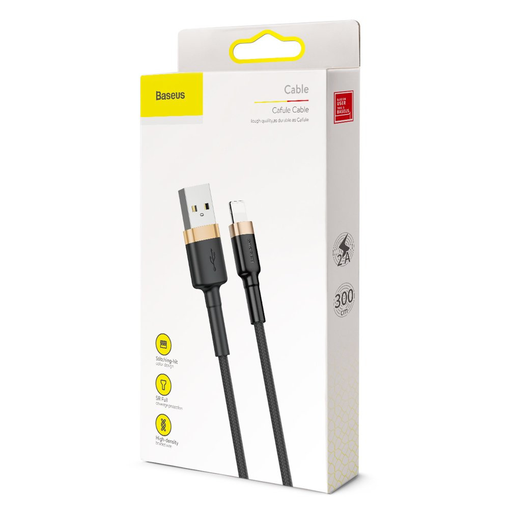 Baseus Cafule USB-A/Lightning Cable QC 3.0 2A 3M black-gold