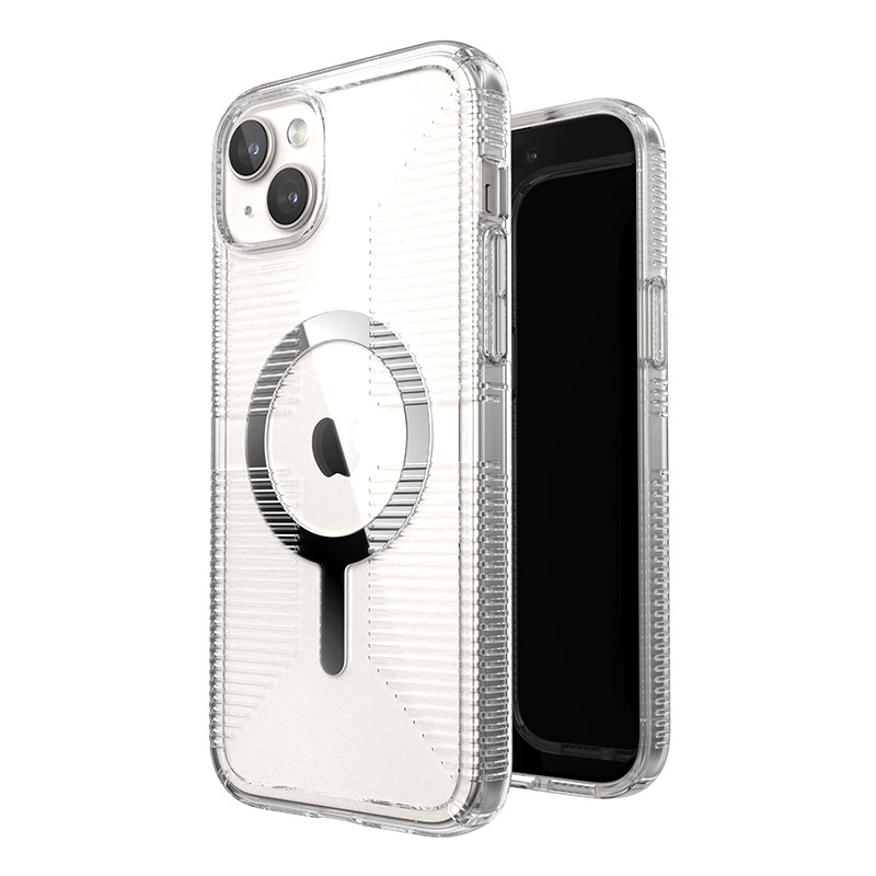 Speck Gemshell Grip MagSafe Apple iPhone 15 Plus (Clear/Chrome Finish)
