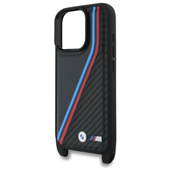 BMW BMHCP16L23PSVTK Apple iPhone 16 Pro hardcase M Edition Carbon Tricolor Lines & Strap black