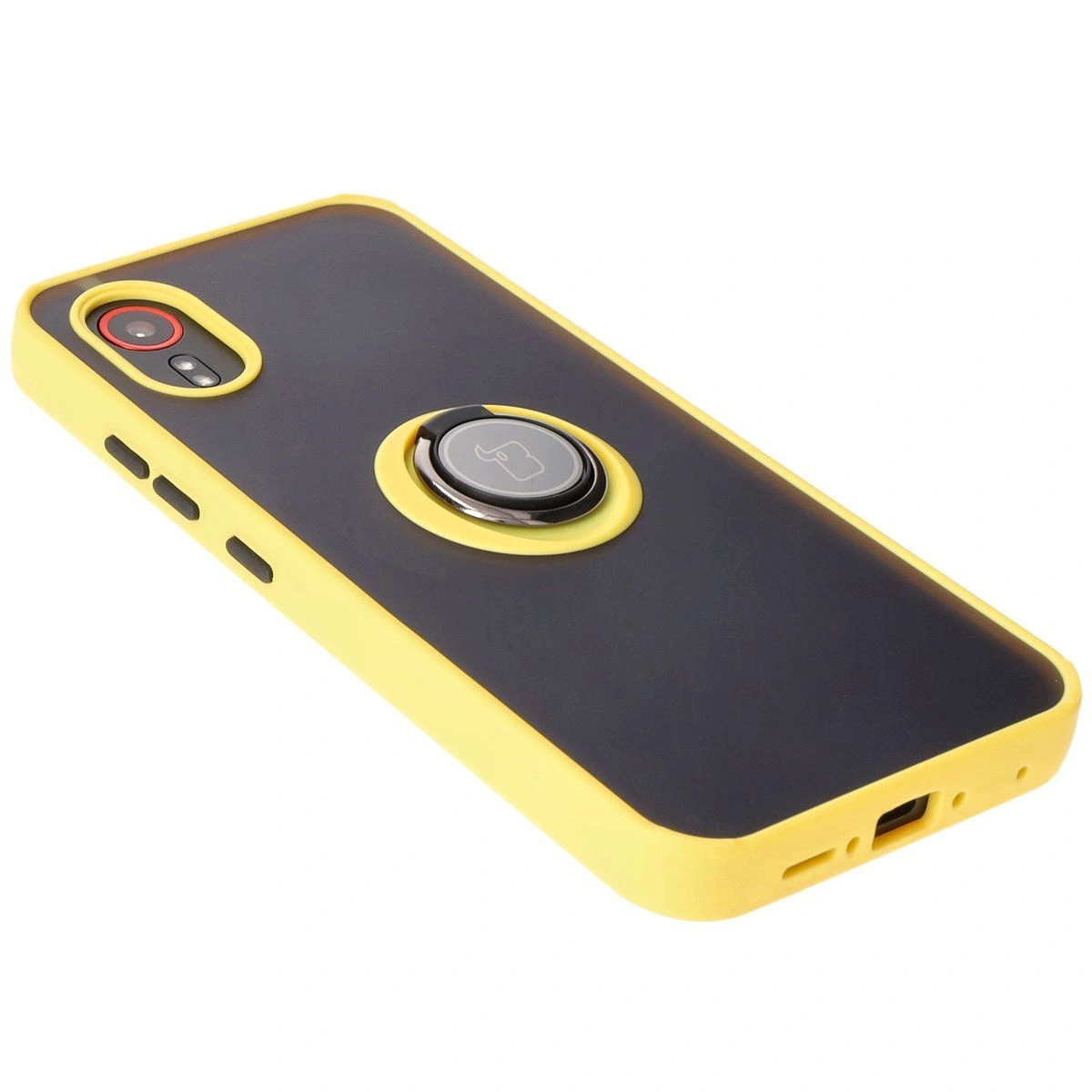 Bizon Case Hybrid Ring Samsung Galaxy Xcover7 smoky with a yellow frame