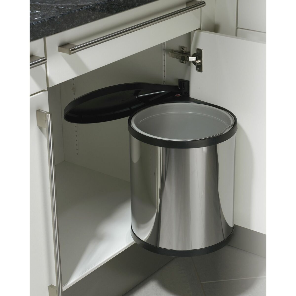 Waste bin Hailo Compact-Box Steel 15 L Black Grey Integrable