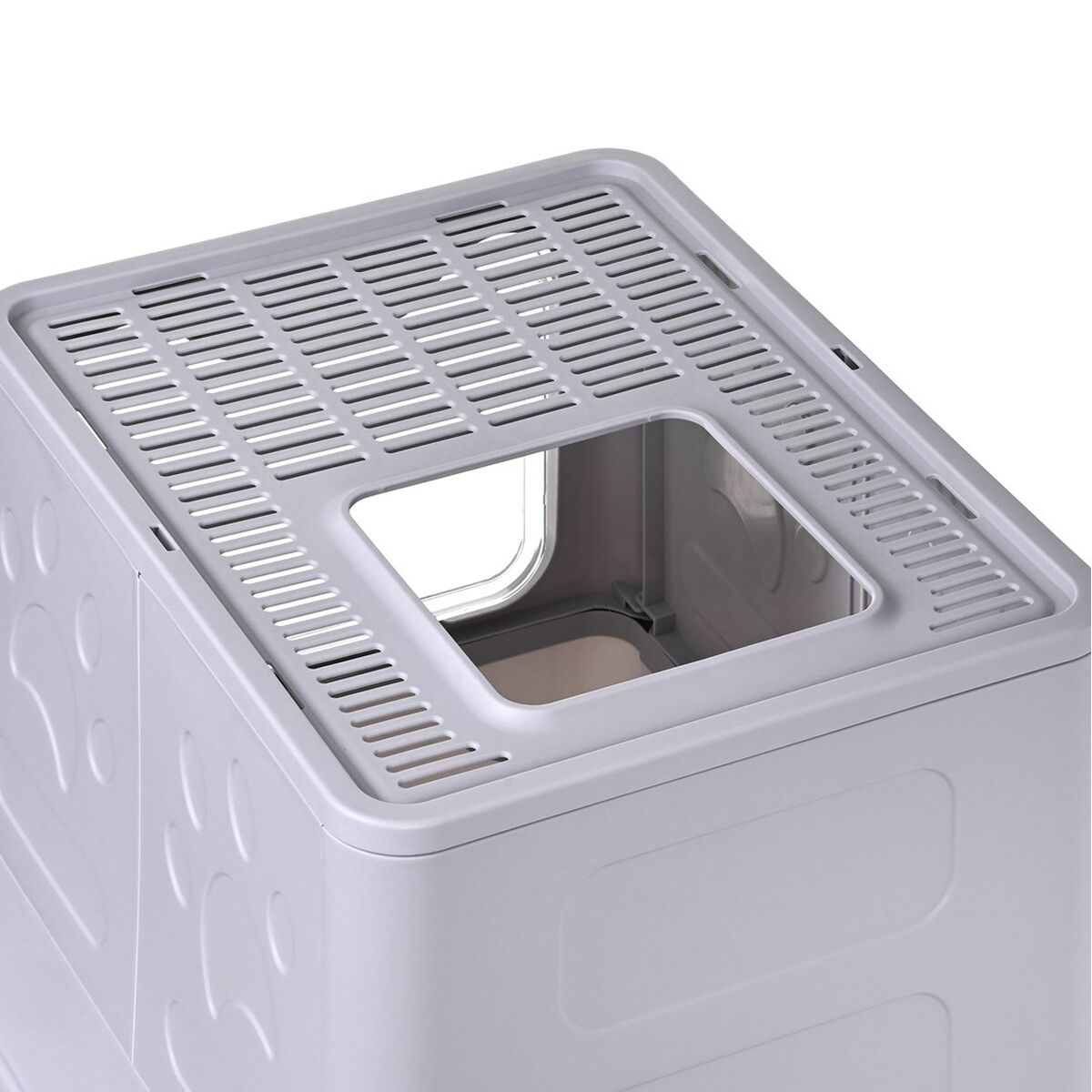Cat Litter Box Diamentiq Yoko White Grey Plastic Cat Litter Box Diamentiq Yoko White Grey Plastic
