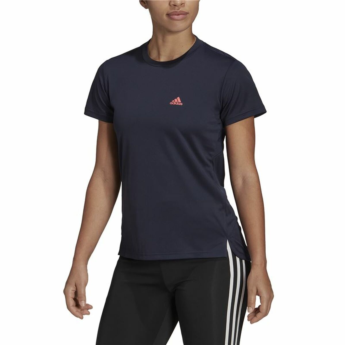 Women’s Short Sleeve T-Shirt Adidas Aeroready Designed 2 Move Black Blue