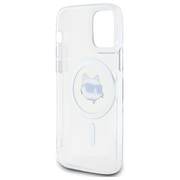 Karl Lagerfeld KLHMP12MHLSCHH Apple iPhone 12 / 12 Pro hardcase IML Metal Choupette Head MagSafe white