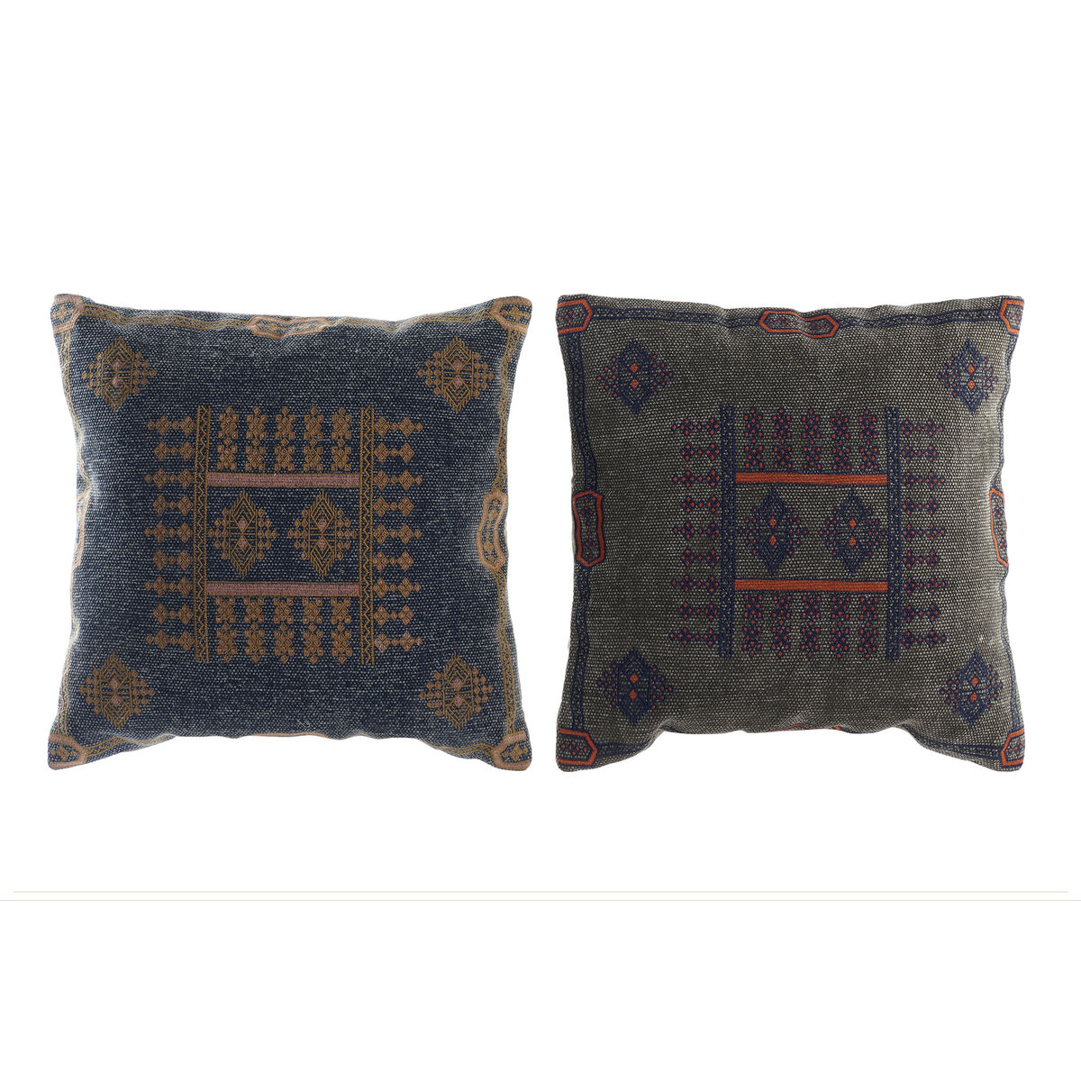 Cushion DKD Home Decor Blue Orange Arab 50 x 10 x 50 cm (2 Units)