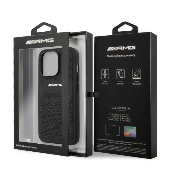 Mercedes AMG AMHCP13XOSDBK Apple iPhone 13 Pro Max black hardcase Leather Curved Lines