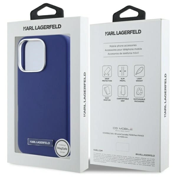 Karl Lagerfeld KLHMP16LPGMSRPB Apple iPhone 16 Pro hardcase FW Metal Plate MagSafe blue