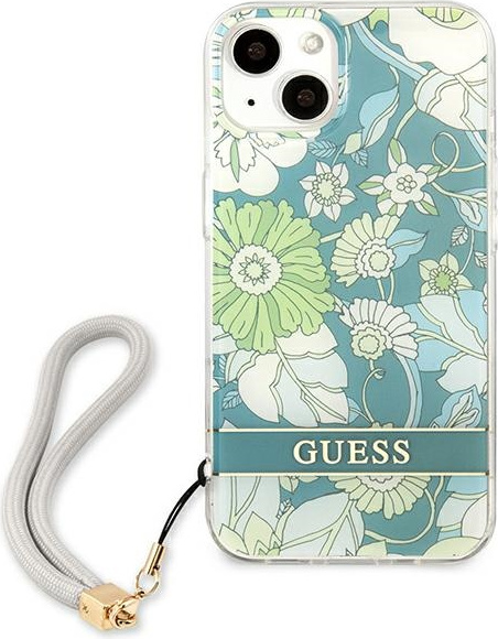 Guess GUHCP13SHFLSN Apple iPhone 13 mini green hardcase Flower Strap